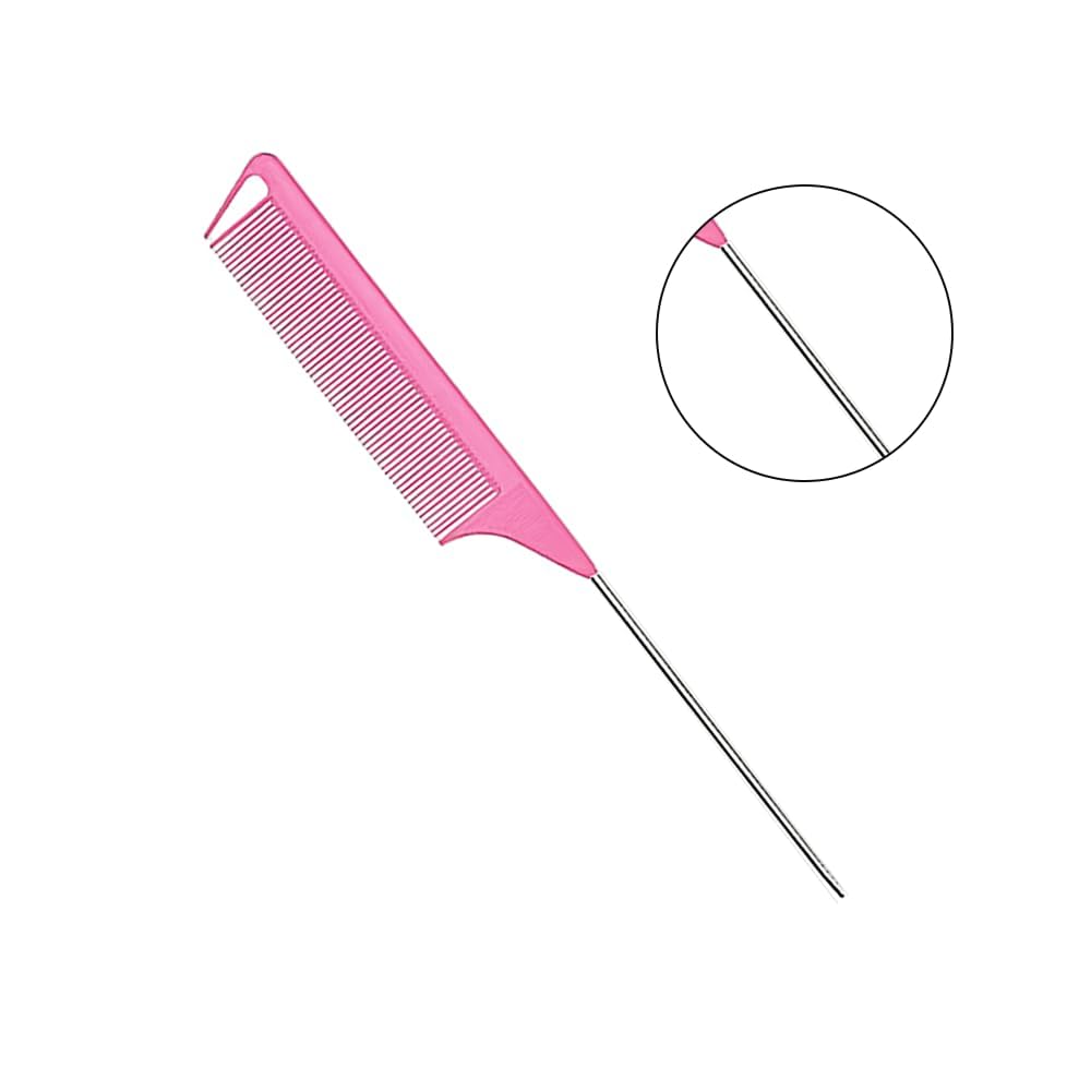 3-Teiliges Haarkamm, Doppelkantenkamm, Rattenschwanz Kamm, Borsten Haarschnitt Haarkamm, Friseur Kamm Haarbürste, für Friseurin, Home(Rosa)