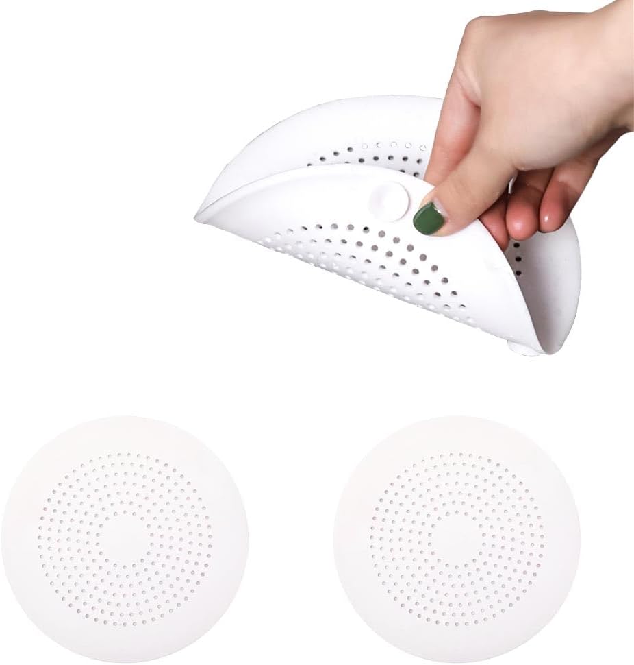 Abflusssieb Silikon, 2 Stück Abflusssieb Dusche, Abfluss Haarfänger mit Saugnäpfen, Haarsieb Dusche, Abfluss Sieb Sink Strainer, für Küche, Dusche, Badewanne(Weiß)