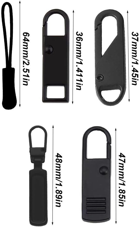 Aeuezxx 16 Stück Reißverschluss Zipper Ersatzteile, 8 Reißverschluss Anhänger und 8 Abnehmbares Metall Zipper Pull, Zipper Tag, Reissverschlussgriff, für Geldbörse, Kleider, Jeans, Koffer