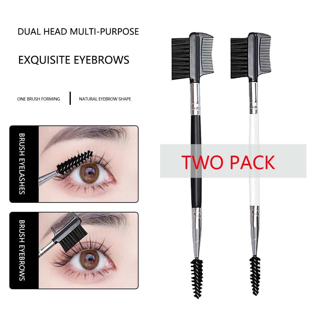 Augenbrauenbürste, 2 Stück Doppelendige Wimpernkamm, 2 in 1 Wimpernbürste, Augenbrauenpinsel, Wimperntrenner, zum Modifizieren von Augenbrauen und Wimpern