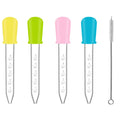 Pipette, 4 Stück 5ml Silikon Kunststoff Pipetten und 1 Stück Strohbürsten, Liquid Dropper, Transparente Pipette, mit Reinigungsbürste, für Bastelarbeiten Kunst, Pflanze