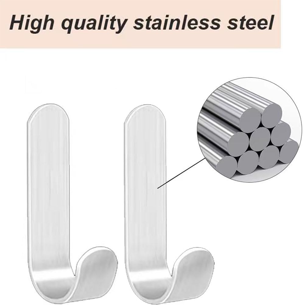 Aeuezxx Haken Selbstklebend, 4 Stück Selbst-Klebende Wandhaken, Edelstahl Haken Selbstklebend, Handtuchhaken, Ohne Bohren, für Bad und Küche