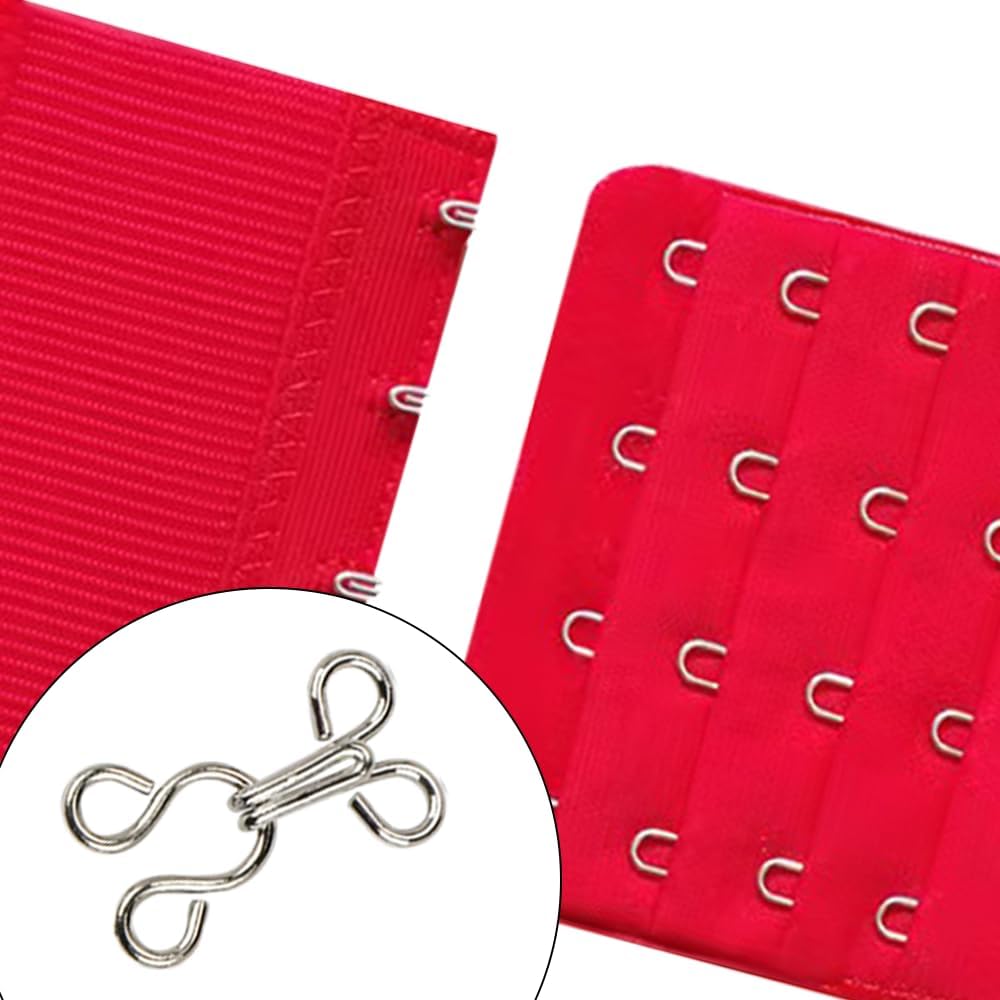Nähen Haken und Augen Verschluss, 12 Set BH-Haken-Ösen-Verschluss, Unterwäsche Hakens und Augen Schließe, Nähen DIY Bastelzubehör, 3 Größen, für BH, Kleidung, Röcken, Hosen(Silber)