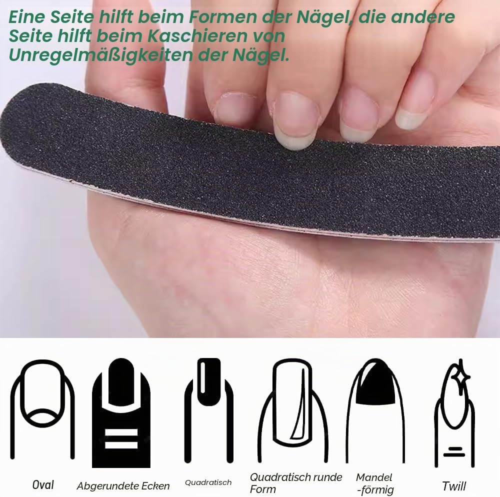 Nagelfeilen, 4 Stück Doppelseitig Nagelpfeilens, Profi Nagelfeilen, Nagelfeilens für Gelnägel, Gebogen, für Nagelpflege und Das Styling