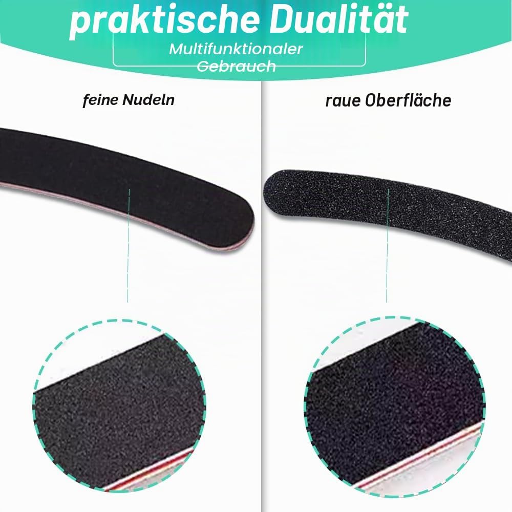 Nagelfeilen, 4 Stück Doppelseitig Nagelpfeilens, Profi Nagelfeilen, Nagelfeilens für Gelnägel, Gebogen, für Nagelpflege und Das Styling
