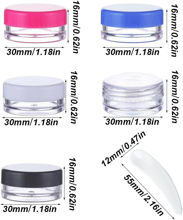 Aeuezxx Transparente Leer Döschen, 10 Pcs Kosmetikbehälter und 10 Pcs Scoop Für Cremespatel, Cremedose Mini Dosen, Reise Probenbehälter, Make-up gebogenen Spatel, Spatel Kosmetik