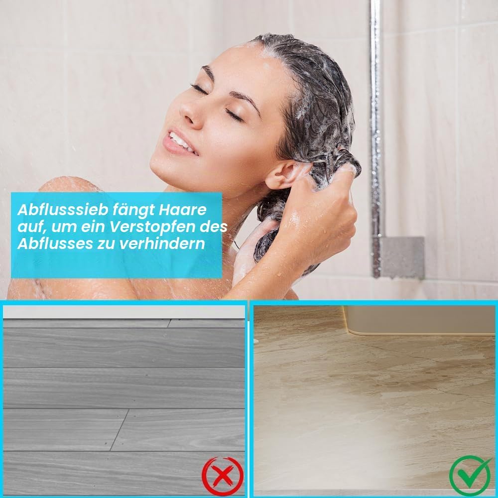 Abflusssieb Silikon, 2 Stück Abflusssieb Dusche, Abfluss Haarfänger mit Saugnäpfen, Haarsieb Dusche, Abfluss Sieb Sink Strainer, für Küche, Dusche, Badewanne(Weiß)
