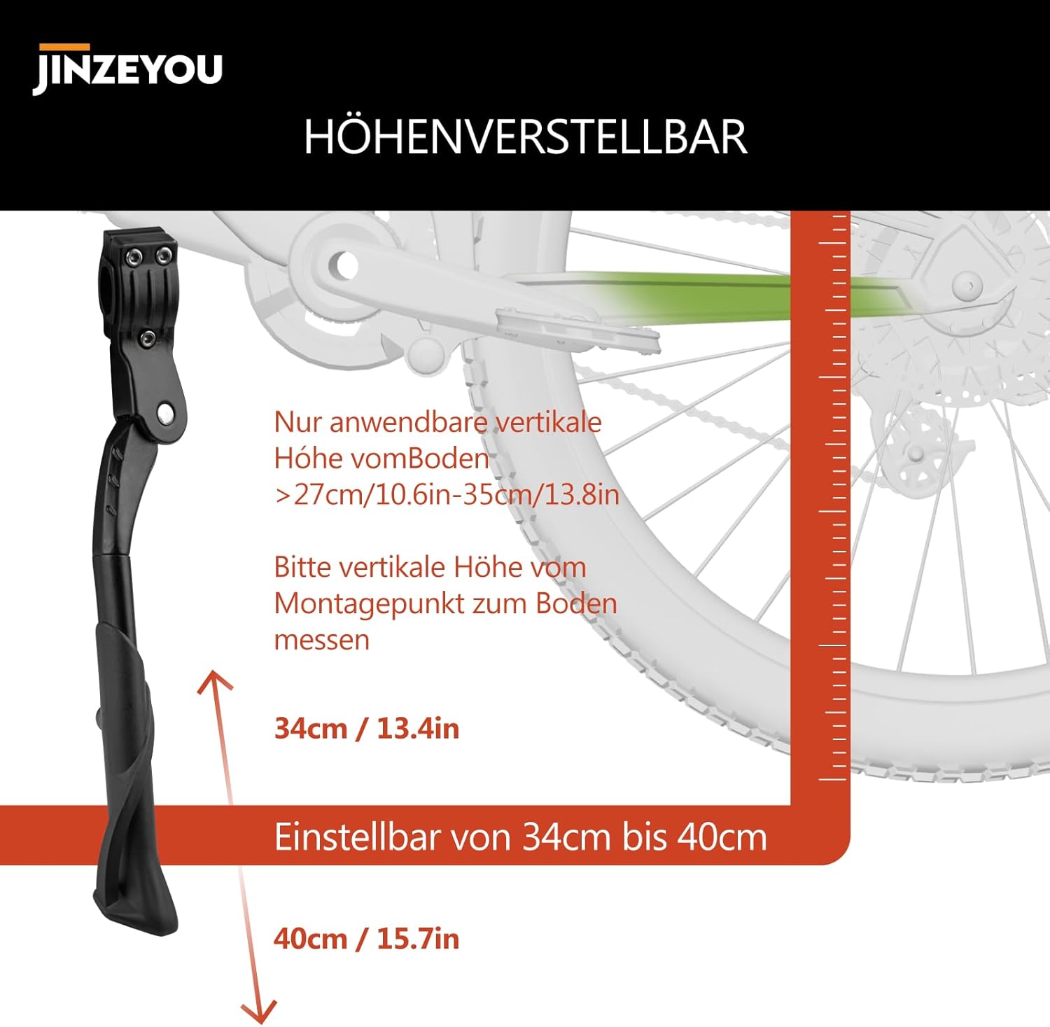 Fahrradständer 24-29 Zoll, Universal Seitenständer, Höhenverstellbar Aluminium Fahrradständer Mountainbike Ständer für Fahrrad Ständer MTB Ebike Cityrad Rennradständer