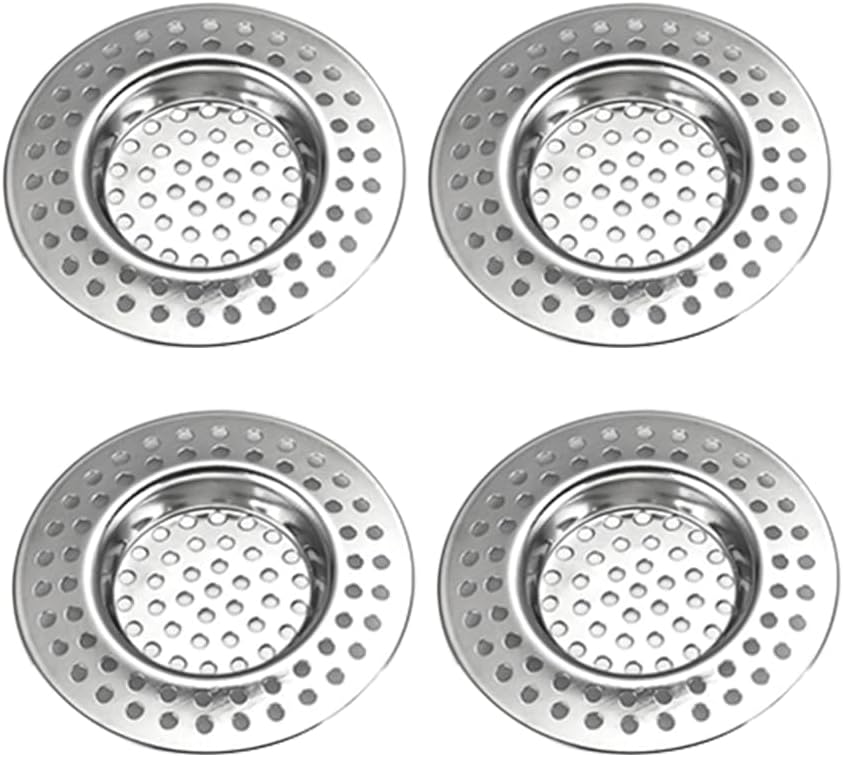 4 Stück Abflusssieb Edelstahl, Löcher Waschbecken Sieb, Abflusssiebe aus Edelstahl, Abflusssieb Dusche, Haarsieb, Spülbeckenabflusssieb