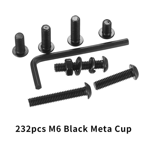 232 Stück M6 Schrauben Set, Innensechskantschrauben Muttern Set, Linsenkopfschrauben Sortiment mit Unterlegscheiben Set, Maschinenschrauben Schwarz Rundkopfschrauben, Gewindeschrauben Set