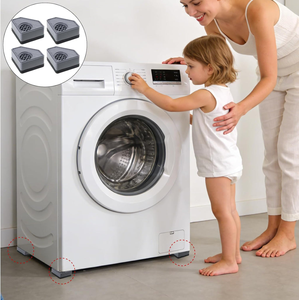 4 Stk Antirutschmatte Waschmaschine Füße Dämpfer, Anti Vibration Waschmaschine Schwingungsdämpfer Waschmaschinen Dämpfer Antivibrationsmatte Untergestell für Trockner Kühlschrank (grau)