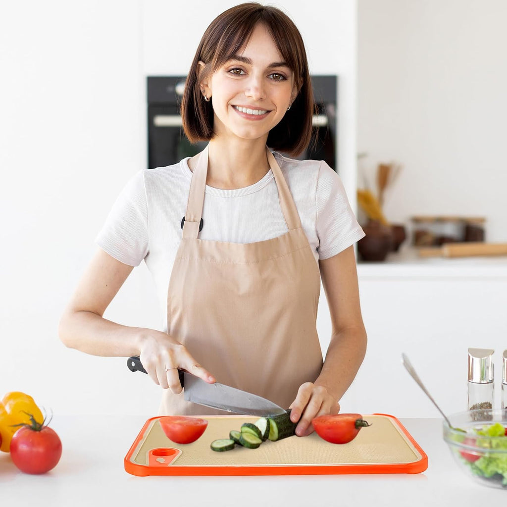 Schneidebrett Kunststoff, 1er Set Schneidbrett BPA frei, Schneidebretter, Cutting Board Rutschfest, Küchenbrett Schneidebrett Set Spülmaschinenfest, mit Saftrille und Mahlrille(klein, 30 x 20 cm)