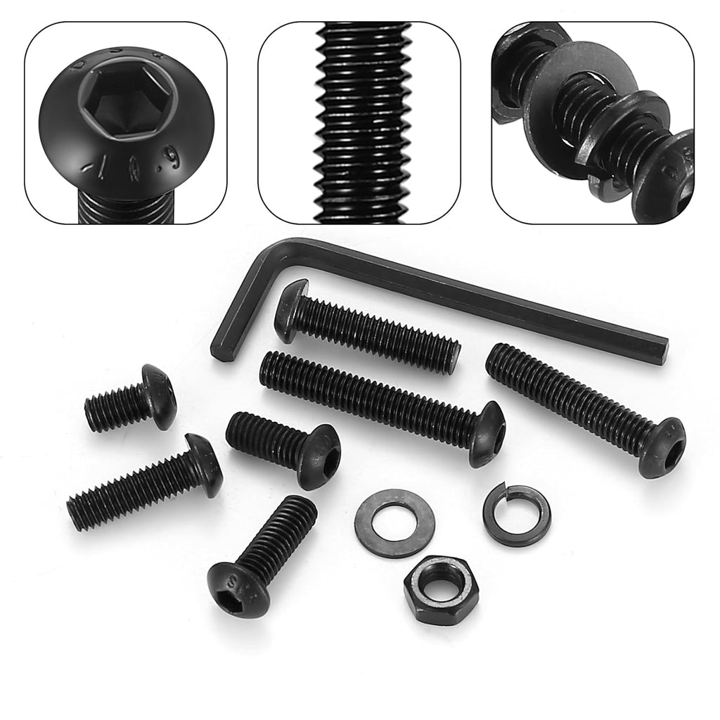 232 Stück M6 Schrauben Set, Innensechskantschrauben Muttern Set, Linsenkopfschrauben Sortiment mit Unterlegscheiben Set, Maschinenschrauben Schwarz Rundkopfschrauben, Gewindeschrauben Set