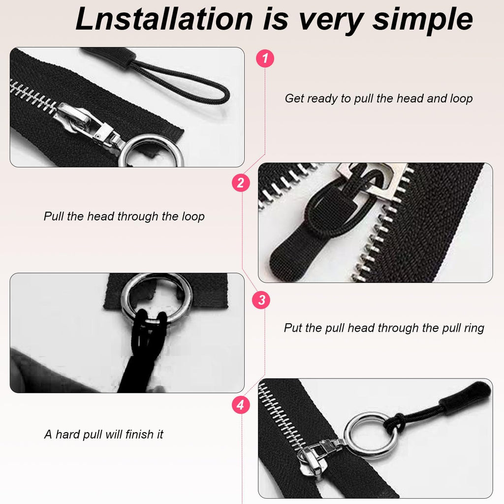 Aeuezxx 16 Stück Reißverschluss Zipper Ersatzteile, 8 Reißverschluss Anhänger und 8 Abnehmbares Metall Zipper Pull, Zipper Tag, Reissverschlussgriff, für Geldbörse, Kleider, Jeans, Koffer